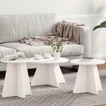 vidaXL Table basse 3 Pièces Blanc 49 x 49 x 30 cm Bois massif en pin