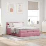 vidaXL Cadre de lit ottoman avec matelas rose 140x190 cm velours