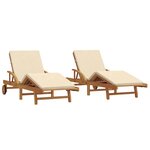 vidaXL Transat 2 pc Bois d'Acacia Massif Beige