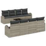 vidaXL Ensemble de Canapés de Jardin 9 Pièces avec Coussins Gris Clair