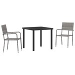 vidaXL Ensemble de salle à manger pour jardin 3 Pièces Gris Poly rotin