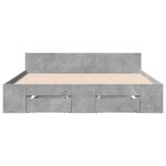 vidaXL Cadre de lit avec tiroirs sans matelas gris béton 150x200 cm
