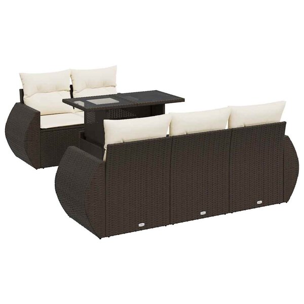 vidaXL Salon de jardin avec coussins 6 Pièces marron résine tressée