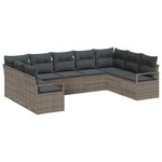 vidaXL Ensemble de canapé de jardin 9 Pièces Gris Poly rotin