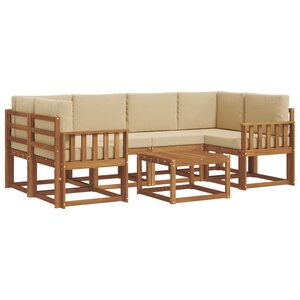 vidaXL Ensemble de canapés d'extérieur 7 Pièces Naturel et Beige