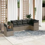 vidaXL Salon de jardin 6 Pièces avec coussins gris résine tressée
