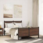 vidaXL Cadre de lit en métal sans matelas chêne marron 137x190 cm
