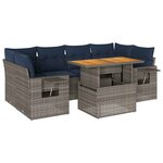 vidaXL Salon de jardin avec coussins 7 Pièces gris résine tressée