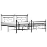 vidaXL Cadre de lit métal avec tête de lit/pied de lit noir 183x213 cm