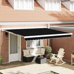 vidaXL Auvent Rétractable Noir 400 × 300 cm Tissu  Métal