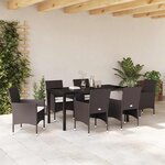 vidaXL Ensemble de salle à manger pour jardin 7 Pièces Marron Poly rotin