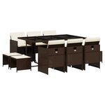 vidaXL Ensemble à manger de jardin et coussins 11 Pièces marron rotin