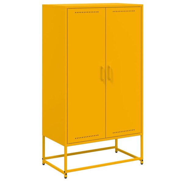 vidaXL Buffet haut jaune moutarde 68 5x38 5x123 5 cm acier