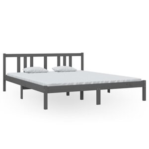 vidaXL Cadre de lit sans matelas gris bois massif 160x200 cm