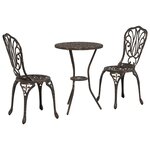 vidaXL Ensemble bistro de jardin 3 pc Bronze Aluminium