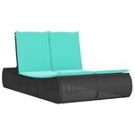 vidaXL Chaise longue double avec coussins noir résine tressée