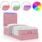 vidaXL Cadre de lit ottoman avec matelas rose 100x200 cm velours