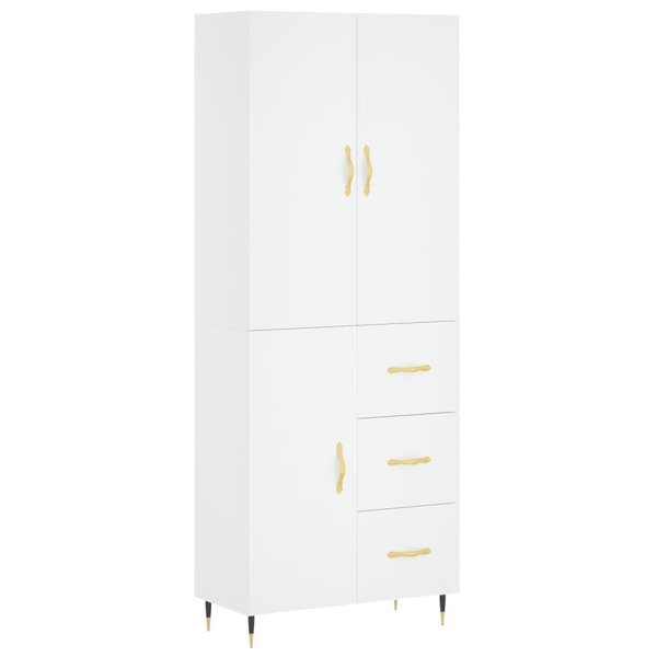 vidaXL Buffet haut Blanc 69 5x34x180 cm Bois d'ingénierie