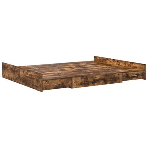 vidaXL Cadre de lit avec rangement avec tiroir Chêne fumé 160 x 200 cm