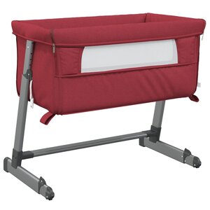 vidaXL Lit pour bébé avec matelas Rouge Tissu de lin