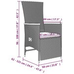 vidaXL Ensemble à manger de jardin 3 Pièces coussins gris résine tressée