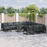 vidaXL Ensemble de canapé de jardin 12 Pièces Noir 71.5 x 71.5 x 71 cm