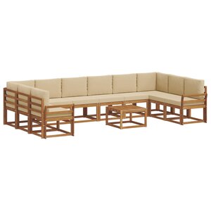 vidaXL Ensemble de canapés d'extérieur 11 Pièces Naturel et Beige