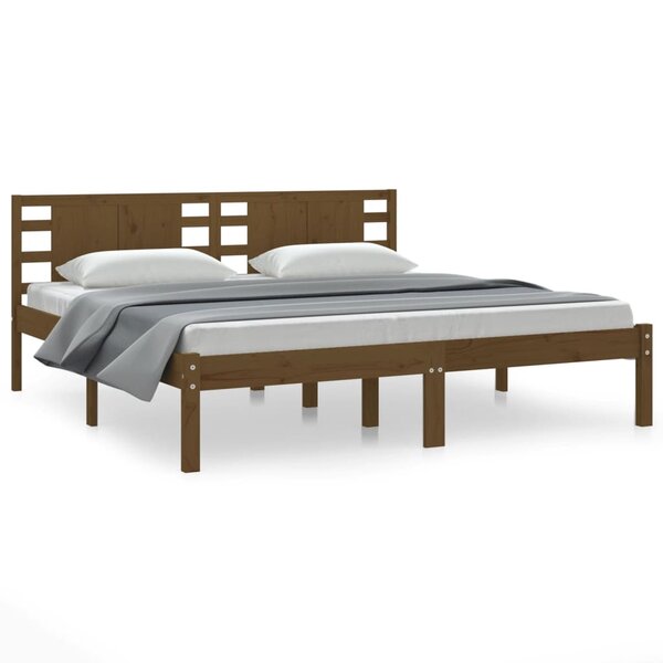 vidaXL Cadre de lit sans matelas marron miel 200x200cm bois pin massif