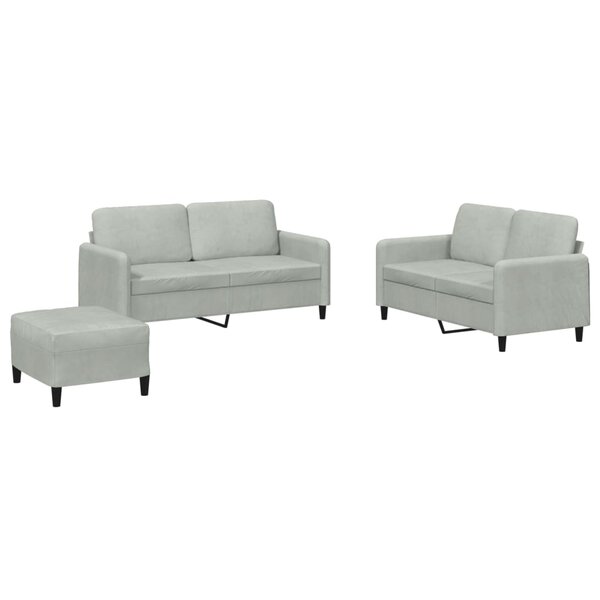 vidaXL Ensemble de canapés 3 Pièces gris clair velours