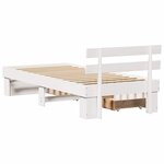 vidaXL Cadre de lit avec tiroir Blanc 75 x 190 cm Bois massif en pin