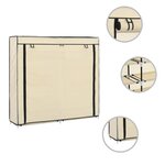 vidaXL Armoire à chaussures avec housse Crème 115x28x110 cm Tissu