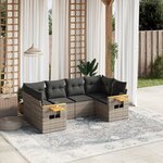 vidaXL Salon de jardin 6 Pièces avec coussins gris résine tressée