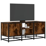vidaXL Meuble TV chêne fumé 100x35x41 cm bois d'ingénierie et métal