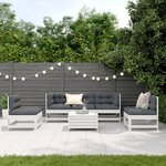 vidaXL Salon de jardin avec coussins 6 Pièces blanc bois de pin massif