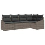vidaXL Ensemble de canapé de jardin 5 Pièces Gris Poly rotin
