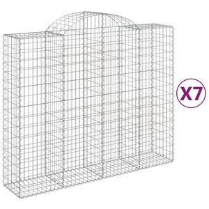 vidaXL Paniers à gabions arqués 7 Pièces 200x50x160/180 cm Fer galvanisé