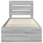 vidaXL Cadre de lit Gris Sonoma 90 x 190 cm Bois de pin massif