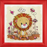 Tableau Broderie Diamant Crystal Art Enfant Lion