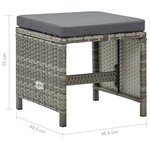 vidaXL Tabourets de jardin lot de 4 avec coussins Résine tressée Gris