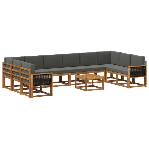 vidaXL Ensemble de canapés d'extérieur 11 pc Naturel et Anthracite
