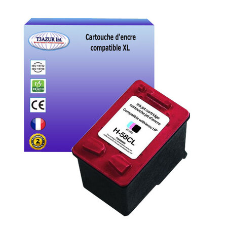 Cartouche compatible avec HP DeskJet 5600, 5650, 5652, 5800, 5850 remplace HP 58 - Photo - 18ml - T3AZUR