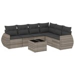 vidaXL Salon de jardin avec coussins 7 Pièces gris clair résine tressée