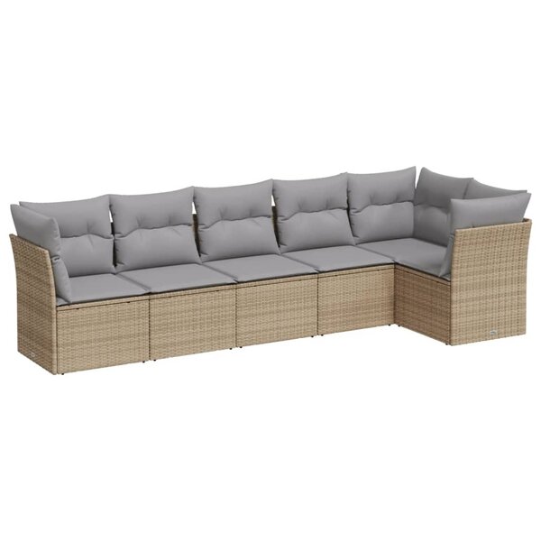 vidaXL Salon de jardin avec coussins 6 Pièces beige résine tressée