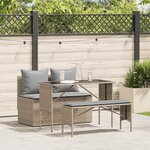 vidaXL Ensemble à manger de jardin et coussins 3 Pièces Beige poly rotin