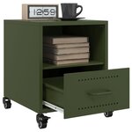 vidaXL Table de chevet vert olive 36x39x43 5 cm acier