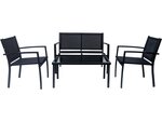 Salon de jardin bas "lino" - 4 places  - noir