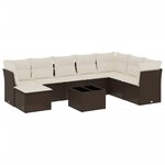 vidaXL Salon de jardin avec coussins 9 Pièces marron résine tressée