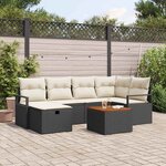 vidaXL Ensemble de canapé de jardin avec coussin 7 Pièces Noir Poly rotin