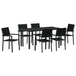 vidaXL Ensemble de salle à manger pour jardin 7 Pièces Noir