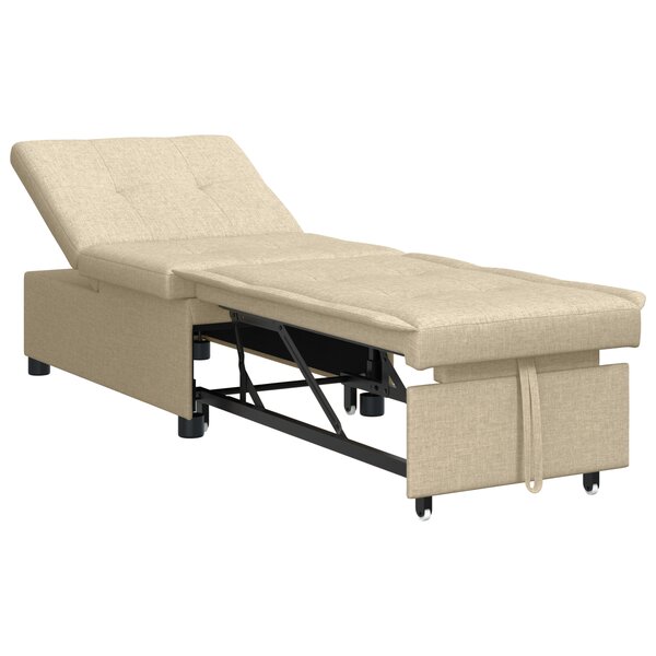 vidaXL Canapé-lit 3-en-1 style escamotable en tissu crème